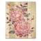 Designart - Pink Retro Flowers With Blue Leaves - Traditional Print on Natural Pine Wood